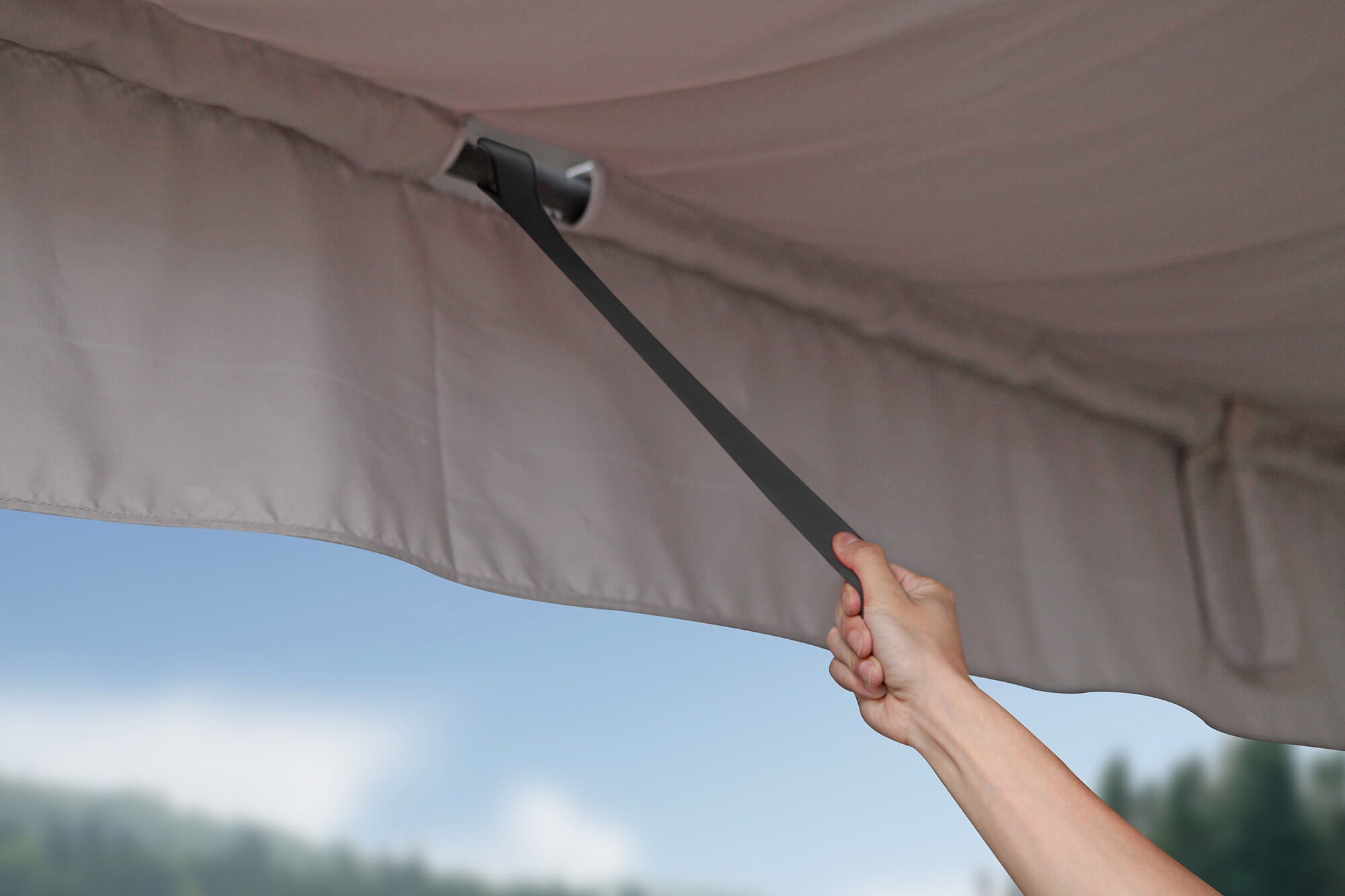 Pergola da Giardino 3x3m in Acciaio e Poliestere Grigio Chiaro