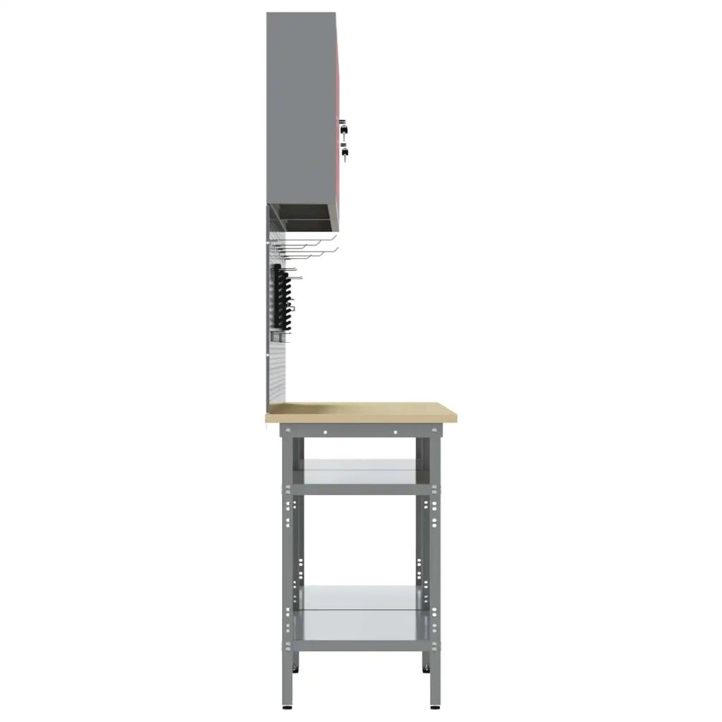 Set banco da lavoro con lo scaffale 8 pcs Rosso e Grigio 3321501