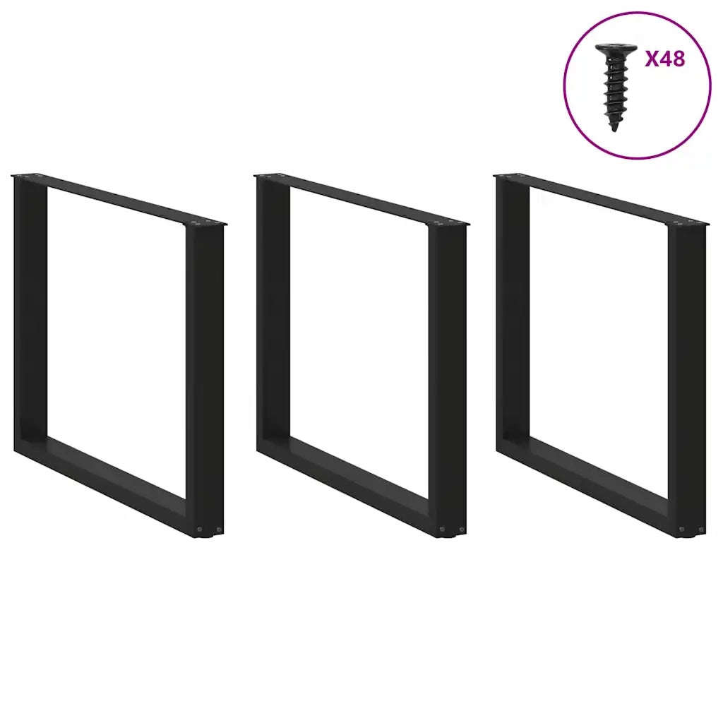 Gambe per tavolo da pranzo a forma di U 3 pz nere 100x(72-73) cm in acciaio 4013212