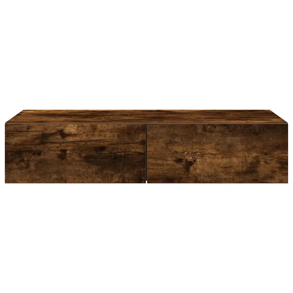 Scaffale a Parete con Cassetti Fumo 80x33x17 cm in Truciolato 859981