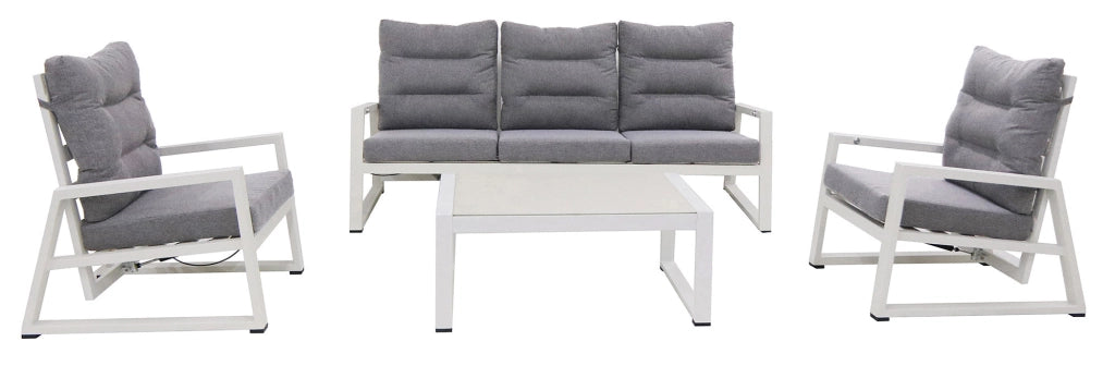 Set Salotto da Giardino Divano 3 Posti 2 Poltrone e Tavolino Mikonos Plus