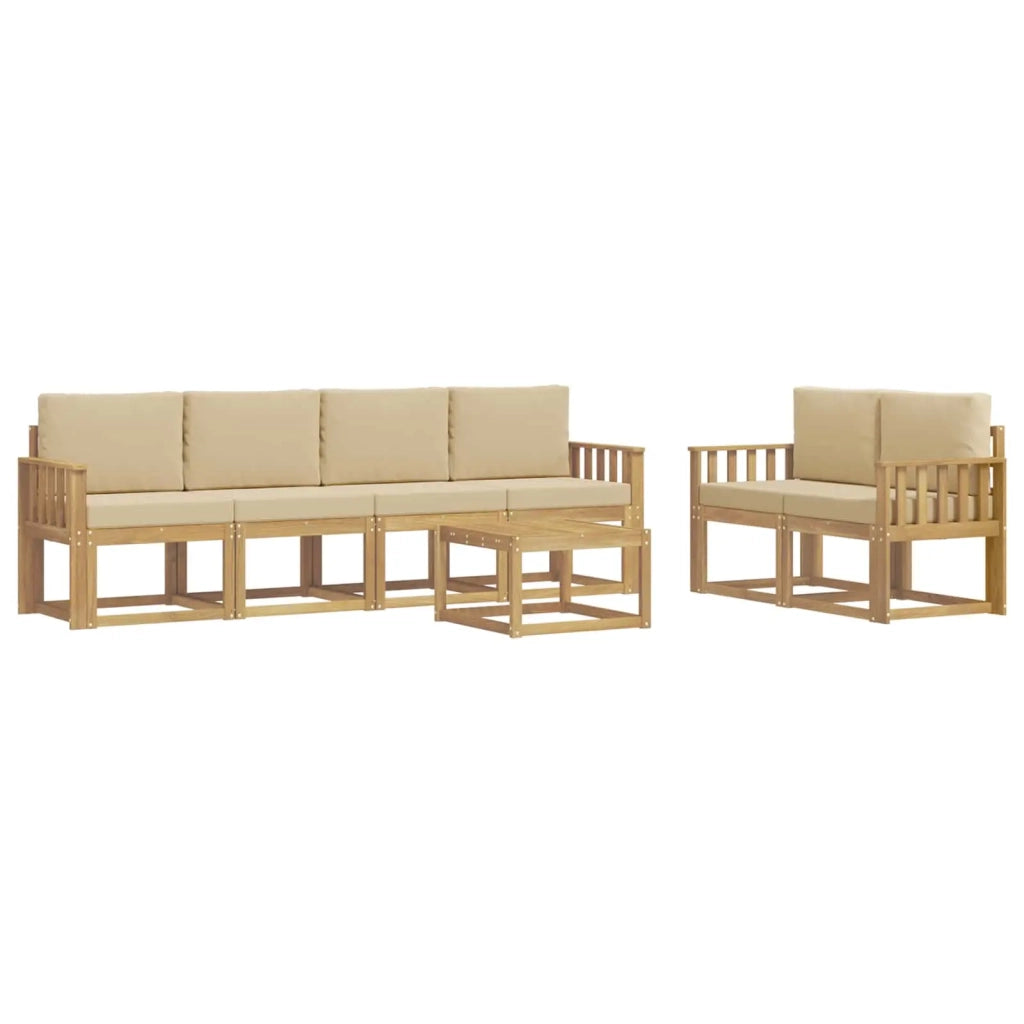 Set di divani da esterno 7 pz Bianco e Beige 3387277