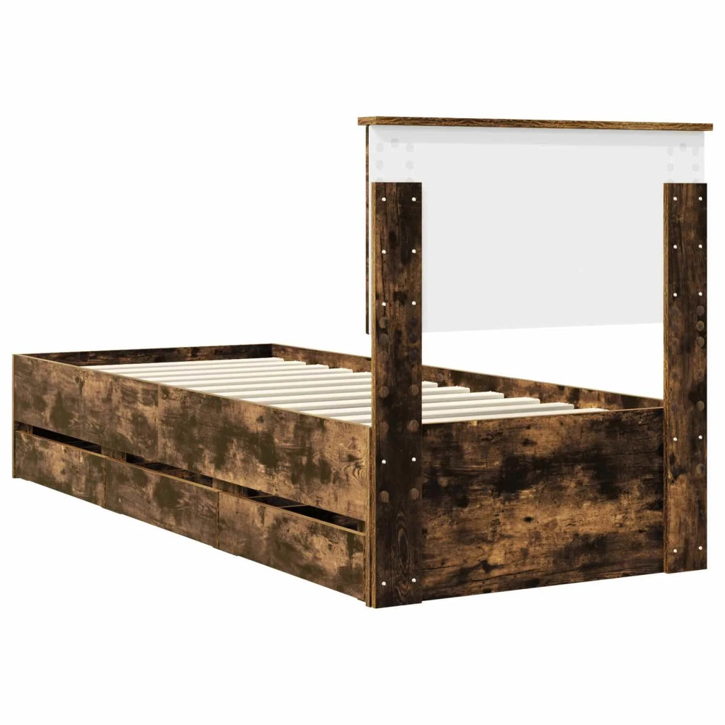Struttura del letto con cassetto Rovere fumé 75 x 190 cm 3410760