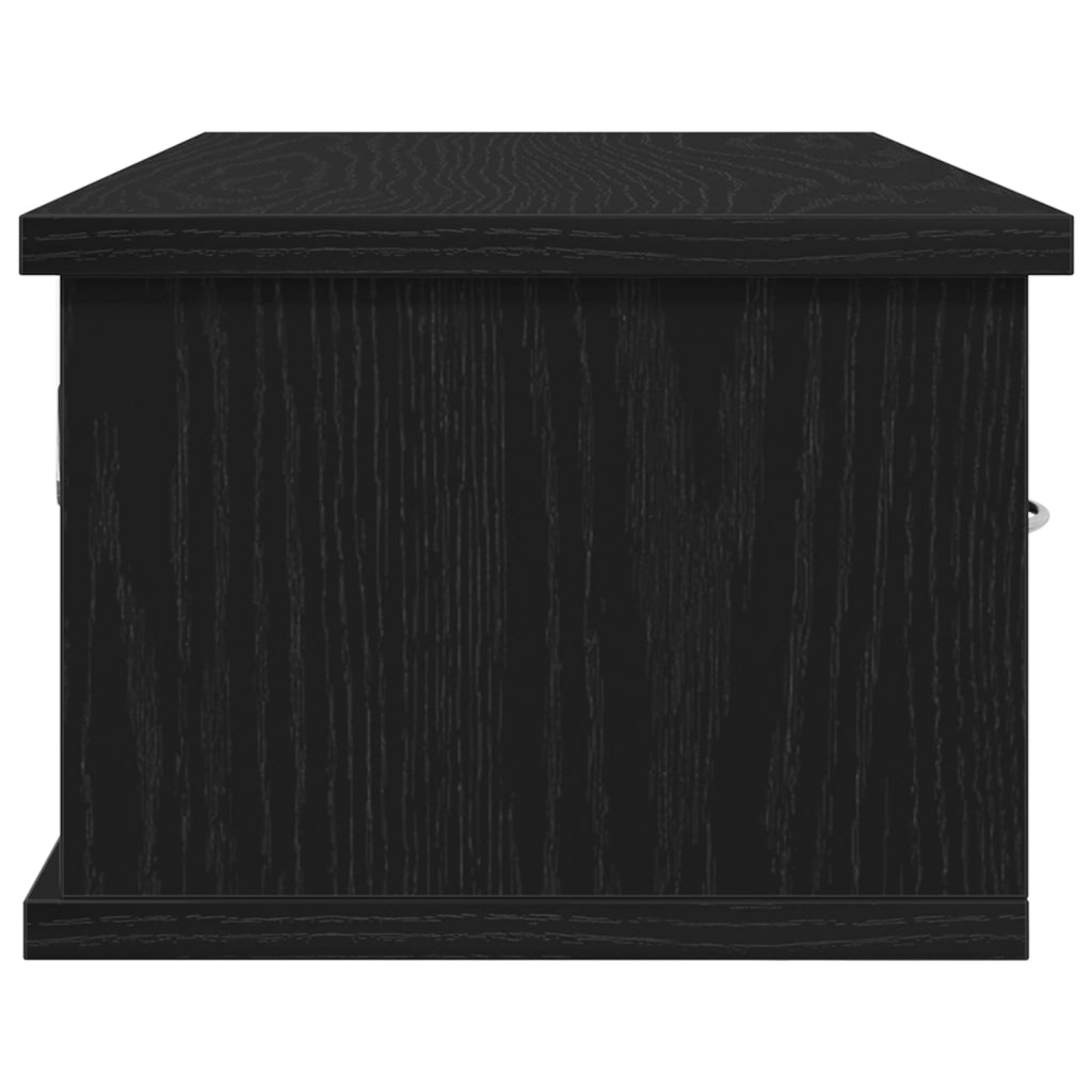 Mensola a cassetto da parete  Nero Rovere 60x26x18,5cm Legno ingegnerizzato
