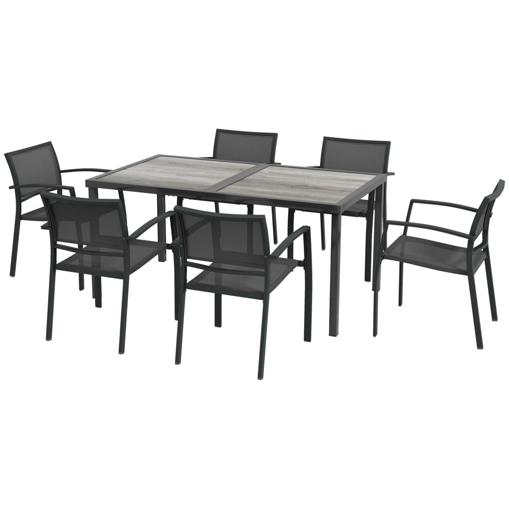 Set Giardino Tavolo e Sedie ¨C zephmum ¨C Grigio Polyrattan 150x87x72 cm
