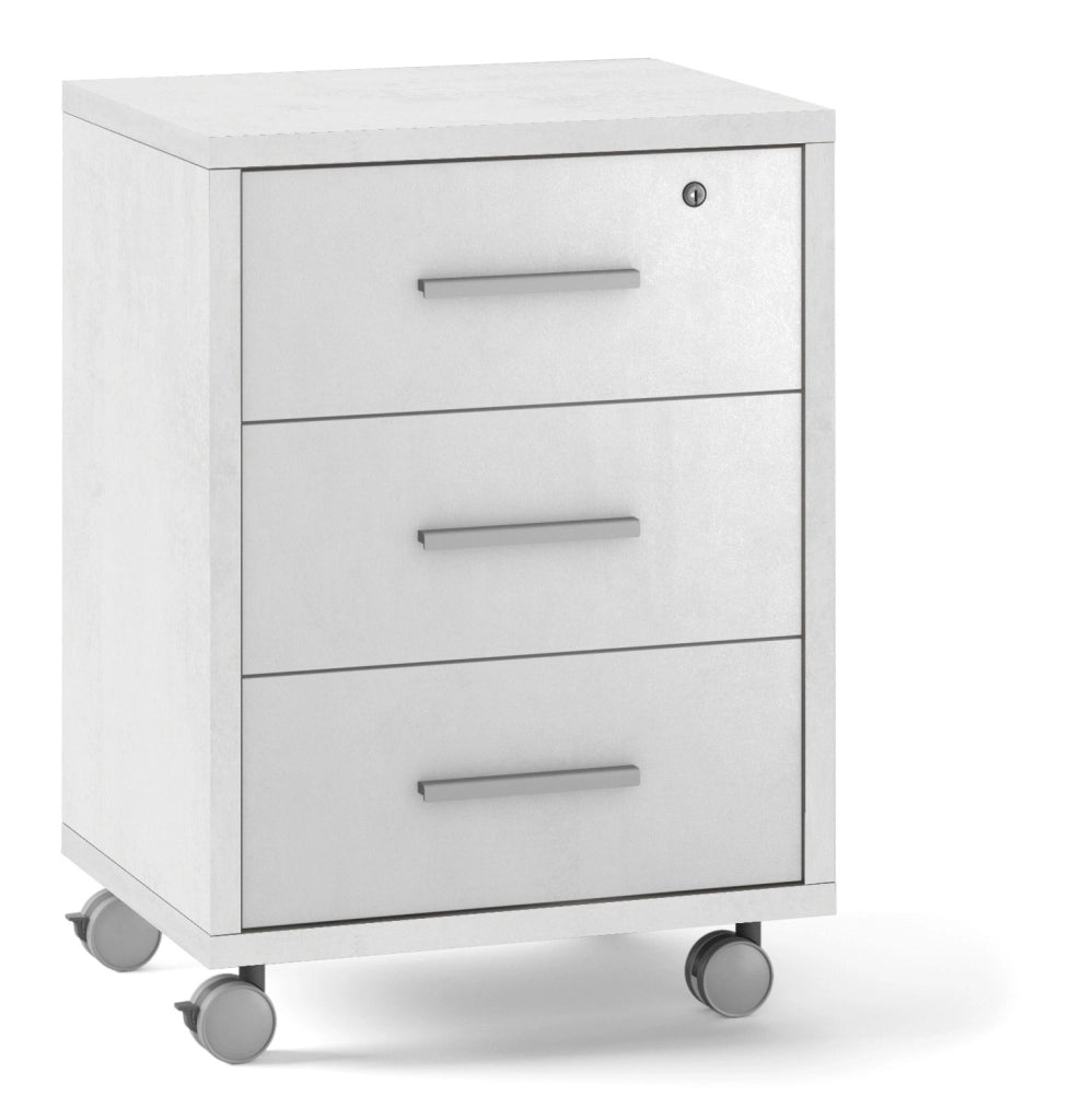 Cassettiera 3 Cassetti su Ruote 51x71x41 cm Ossido Bianco