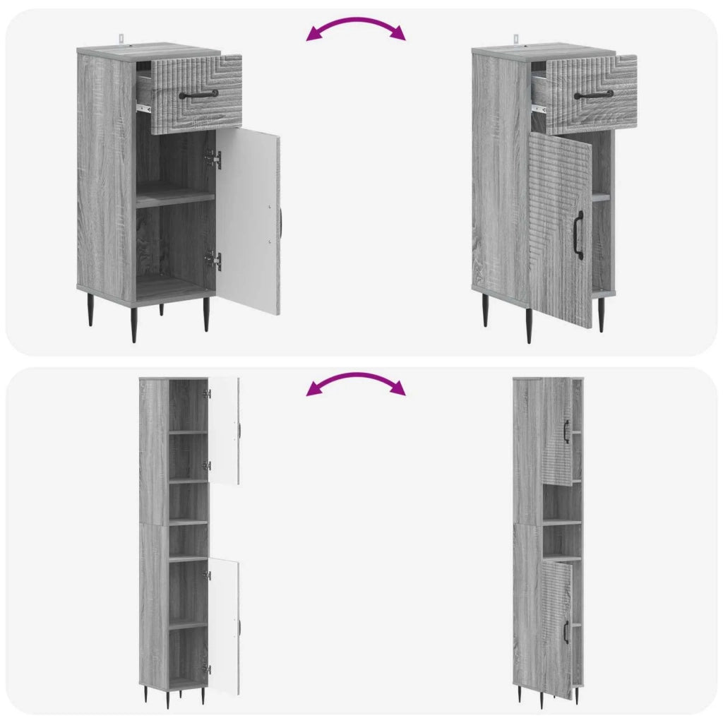 Set di armadietti da bagno in 3 pezzi HAARLEM 3417861