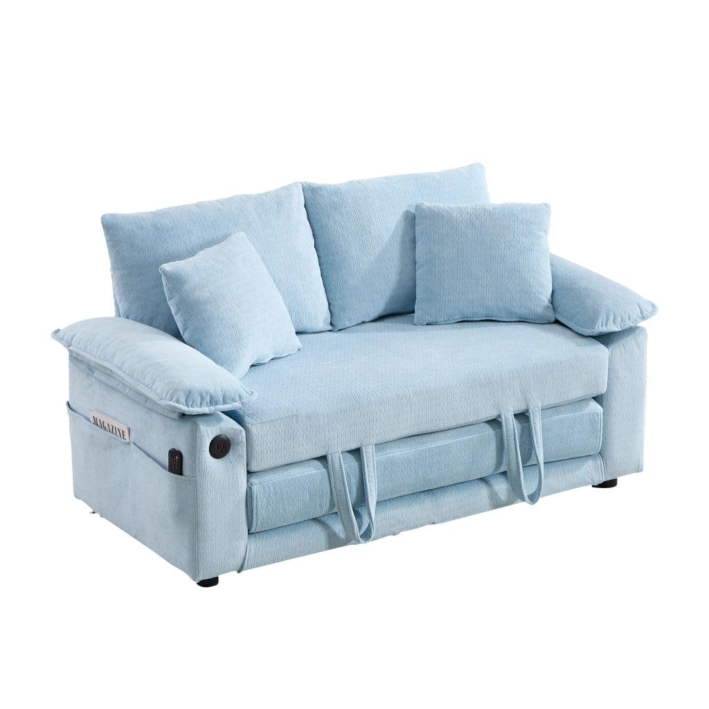 Poltrona singola moderna in ciniglia blu 69x54x59 cm con cuscini imbottiti