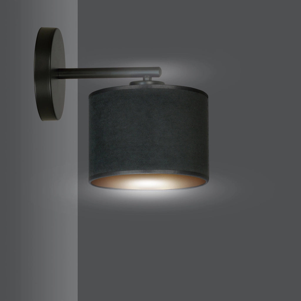 Applique 1 Luce Hilde In Acciaio Nero E Paralume In Tessuto Nero