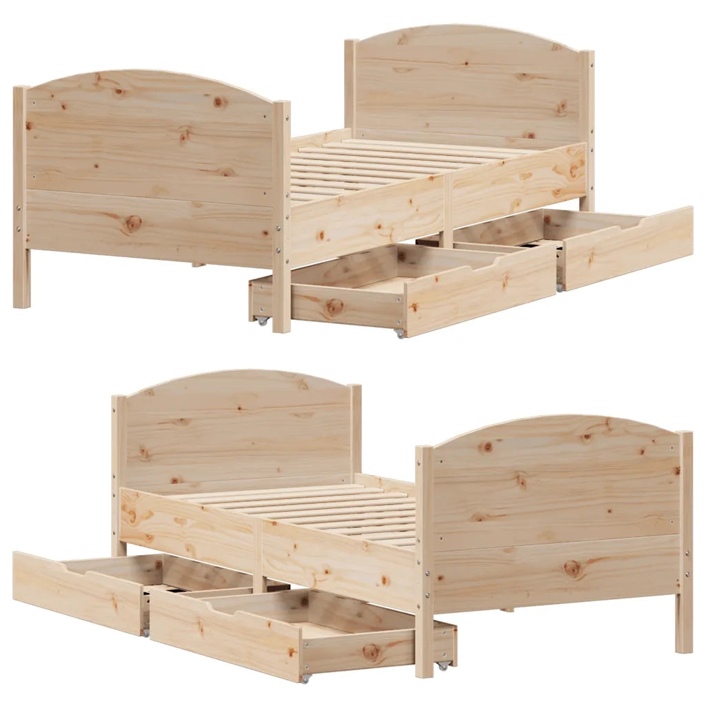 Letto senza Materasso 75x190 cm in Legno Massello Pino