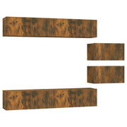Set di Mobili Porta TV 6 pz | Armadietto TV | Mobile Porta TV Rovere Fumo in Legno Multistrato
