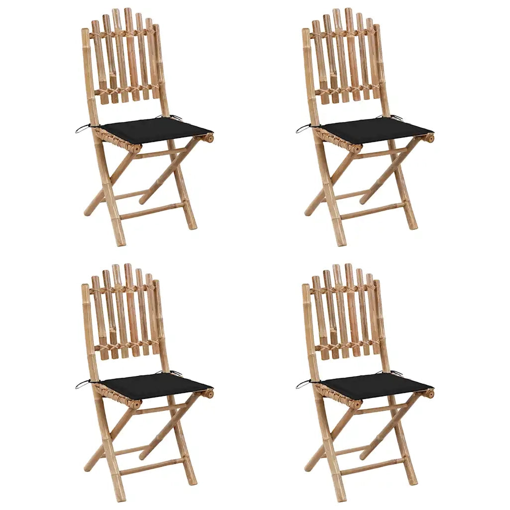Set da Pranzo da Giardino 5 pz Pieghevole con Cuscini in Bambù 3063967