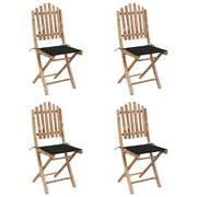 Set da Pranzo da Giardino 5 pz Pieghevole con Cuscini in Bambù 3063967