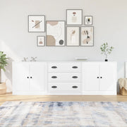 Credenze 3 pz Bianco in Legno Multistrato 3185215