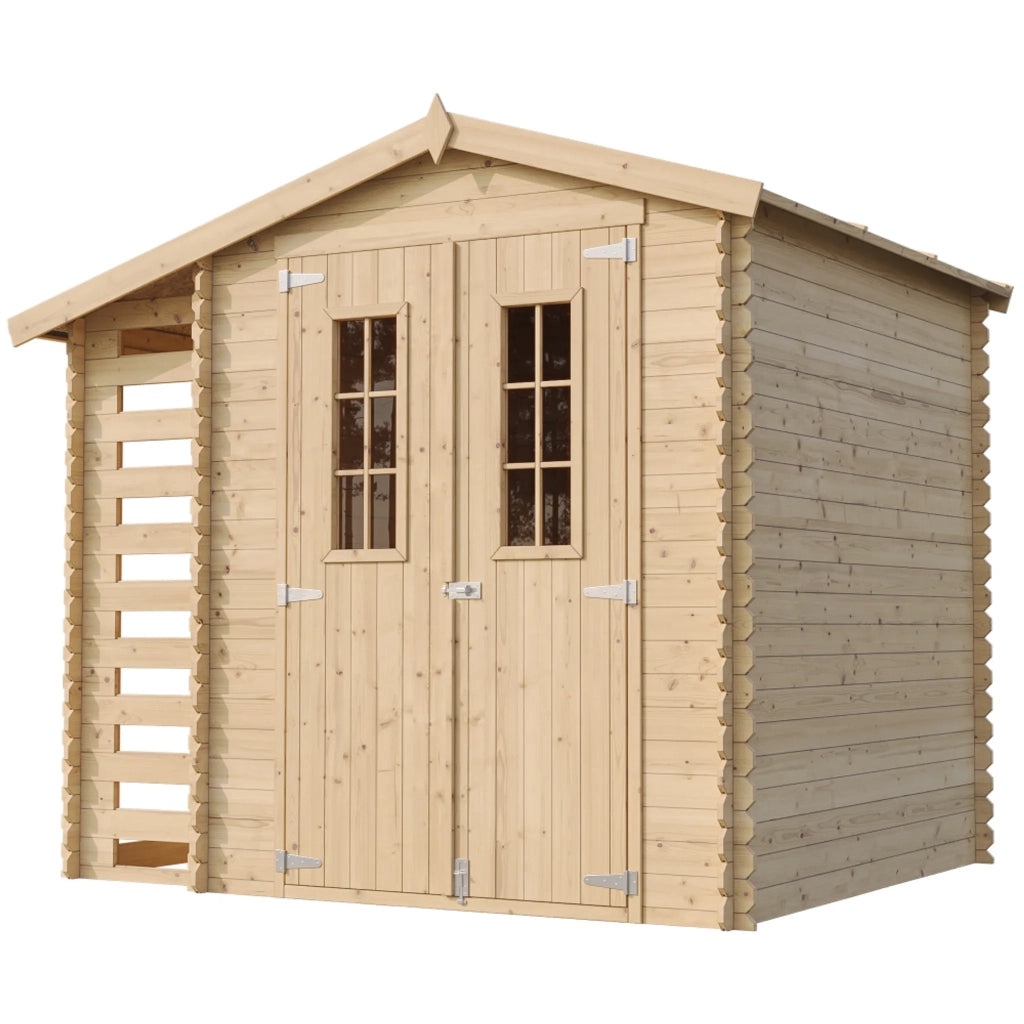 Casetta da Giardino in Legno con Legnaia da Esterno - 3,53 m2 + 0,97 m2 - TIMBELA M386C+M386G