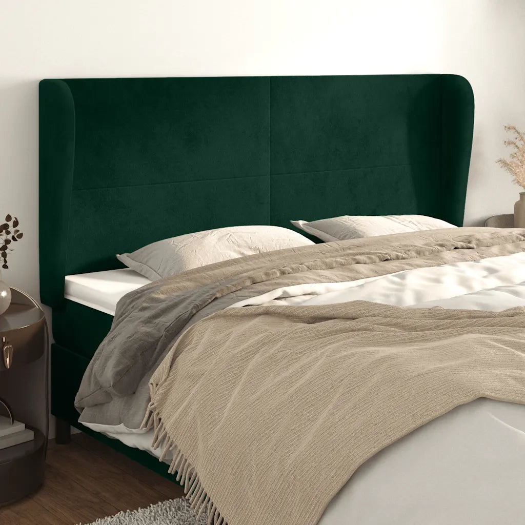 Testiera ad Orecchio Verde Scuro 163x23x118/128cm in Velluto 3117733