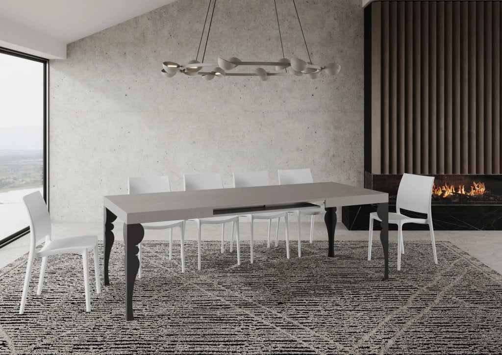 Tavolo allungabile 140/400x90 cm Paxon cashmere gambe antracite