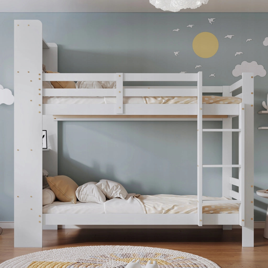 Letto a castello con scaffali - Xylo - 90x200 - Bianco