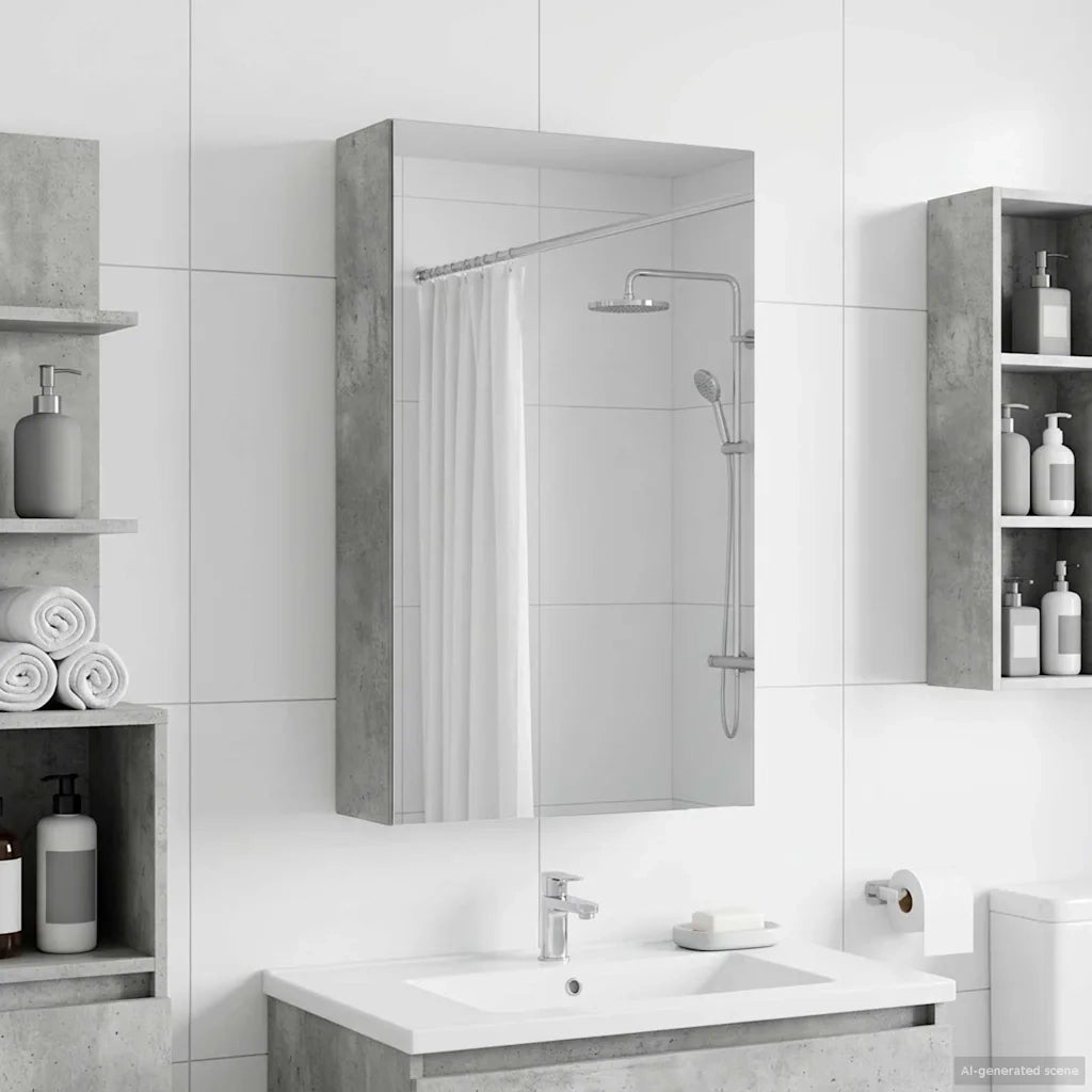 Mobiletto per specchio da bagno con lo scaffale Grigio cemento 889010