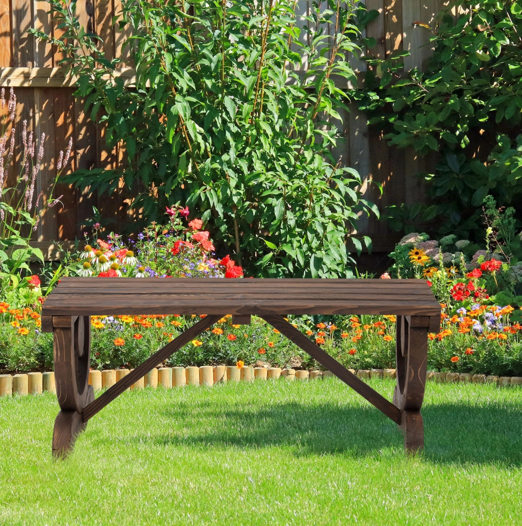 Panchina da giardino rustica in legno 98 x 50 x 39;5 cm; marrone