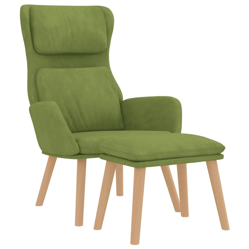 Poltrona Relax con Poggiapiedi Verde Chiaro in Velluto 3097823