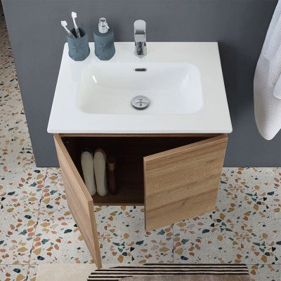 Mobile bagno sospeso 60 cm rovere africa con 2 ante soft-close Kleo