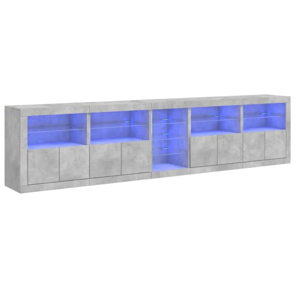Credenza con Luci LED Grigio Cemento 283x37x67 cm 3209026