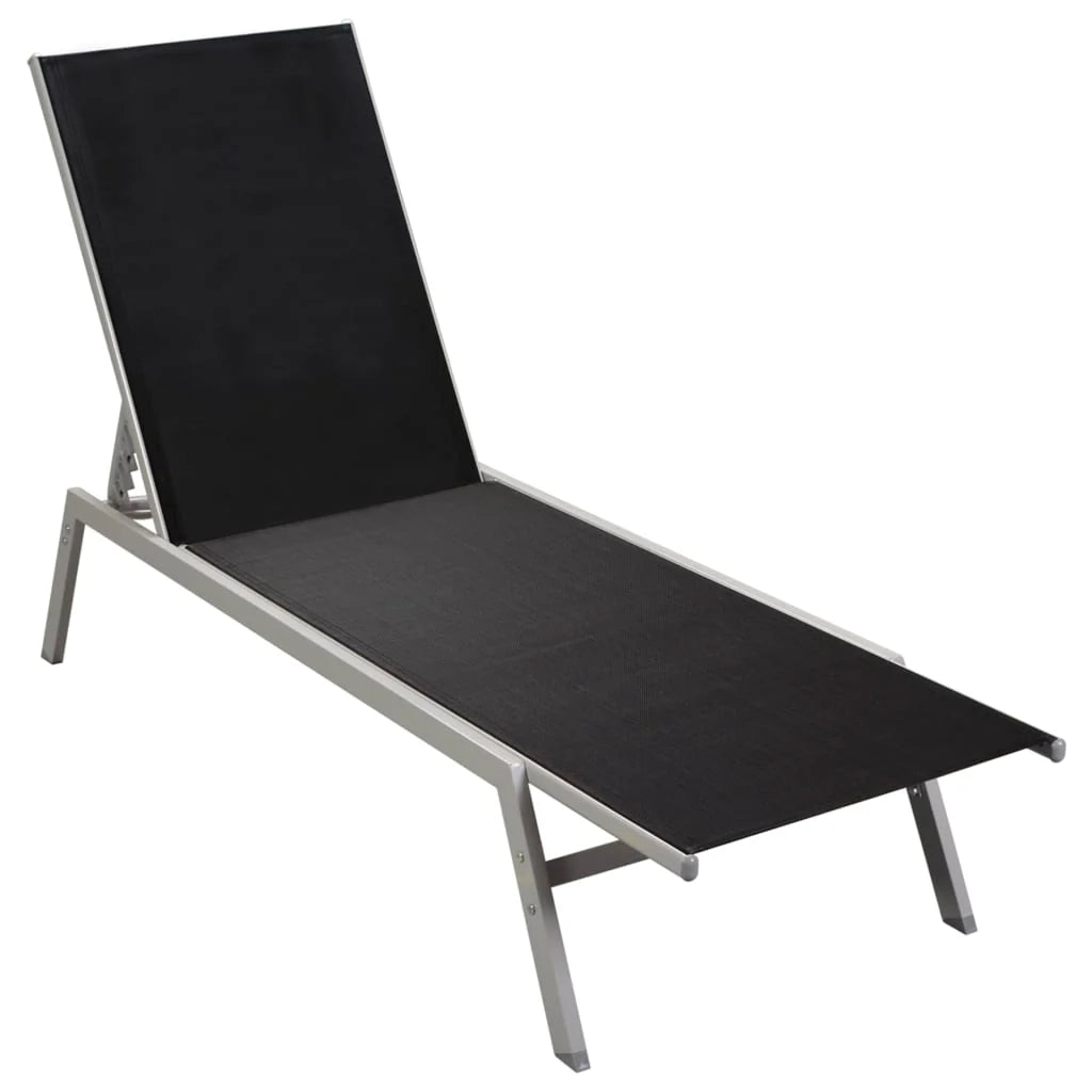 Lettino prendisole sedia a sdraio lettino prendisole letto da giardino mobili da esterno per patio acciaio e textilene nero 02_0012244