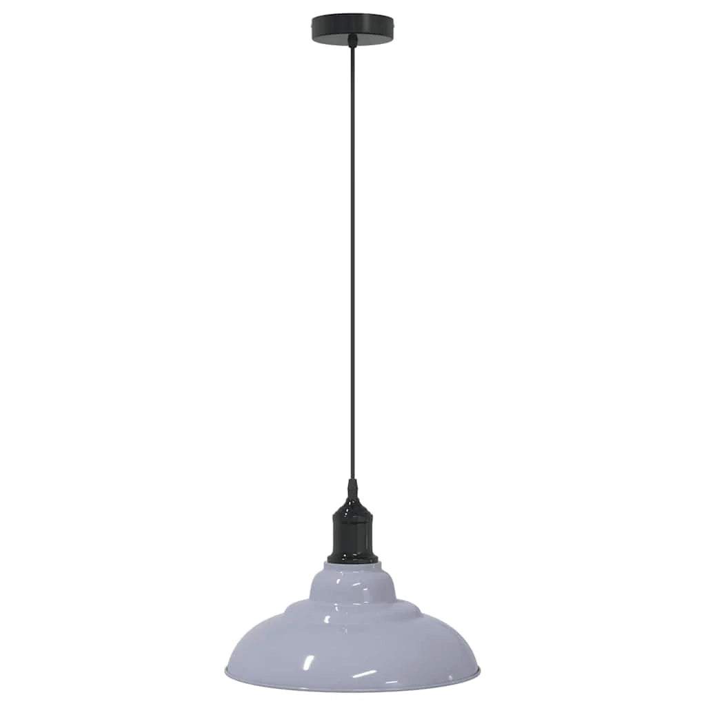 Lampada a sospensione vintage regolabile altezza 31 x 13 cm stile moderno per cucina o soggiorno metallo grigio lucido 02_0058005