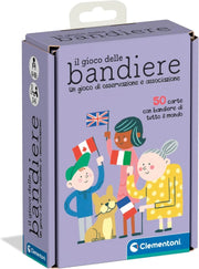 l Gioco delle Bandiere, Mazzo di Carte con 50 Bandiere di Tutto il Mondo, 2-5 Giocatori, Clementoni, Eta 6-99 anni