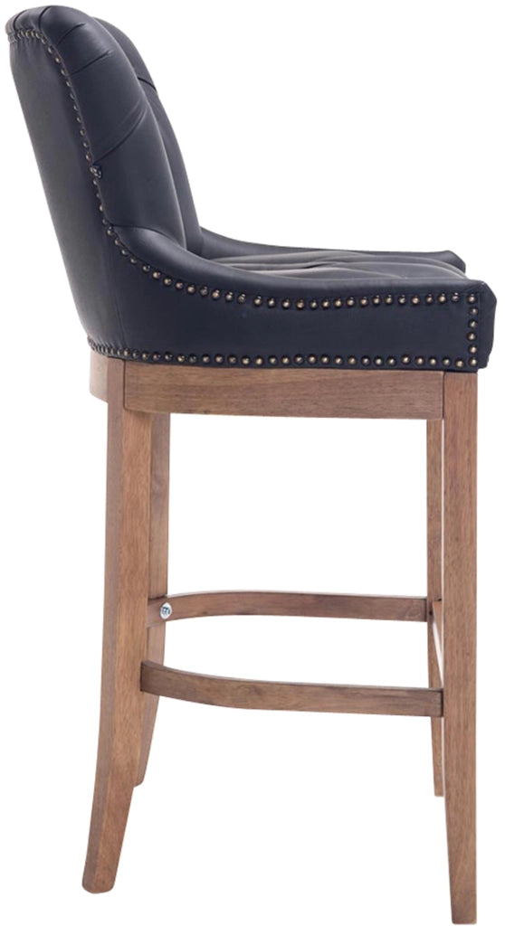 Sgabello Lakewood vera pelle antico-chiaro nero