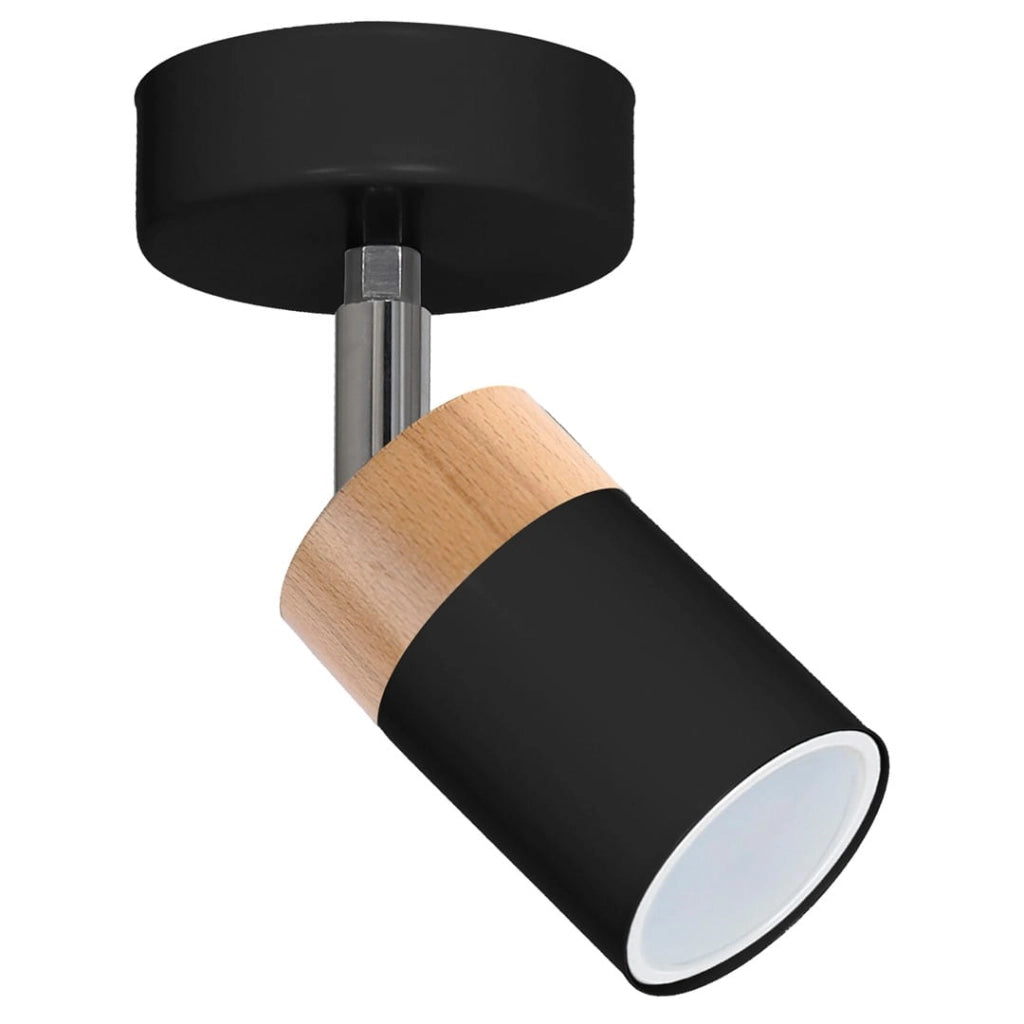 Applique Joker nero/legno chiaro GU10 40W 1luce Milagro