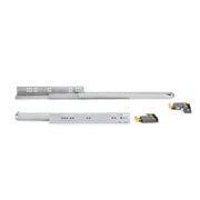 Set di guide per cassetti a scomparsa Silver, estrazione totale, con chiusura soft e aggancio, profondità 440 mm, Acc..