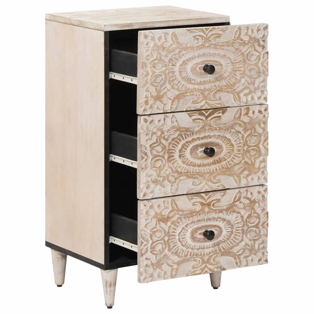 Credenza Bianco 40 x 33,5 x 75 cm Legno di mango massello 4018391