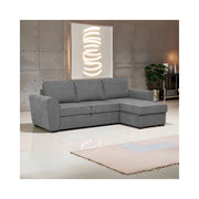 Divano letto penisola Reversibile Aston con contenitore in tessuto grigio 251.5x159.5x86H