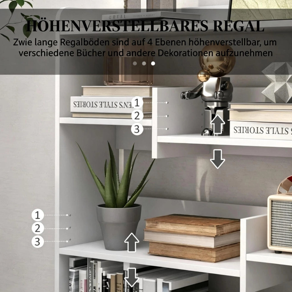 LIBRERIA Moderna 90x24x91 cm Bianco con 4 ripiani