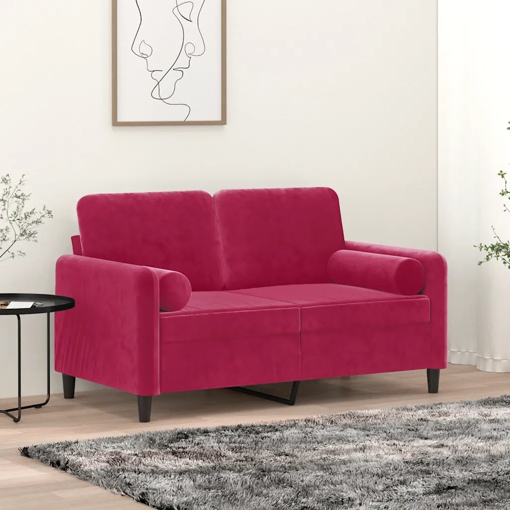 Cuscini Decorativi 2 pz Rosso Vino ?15x50 cm in Velluto CFW2658222