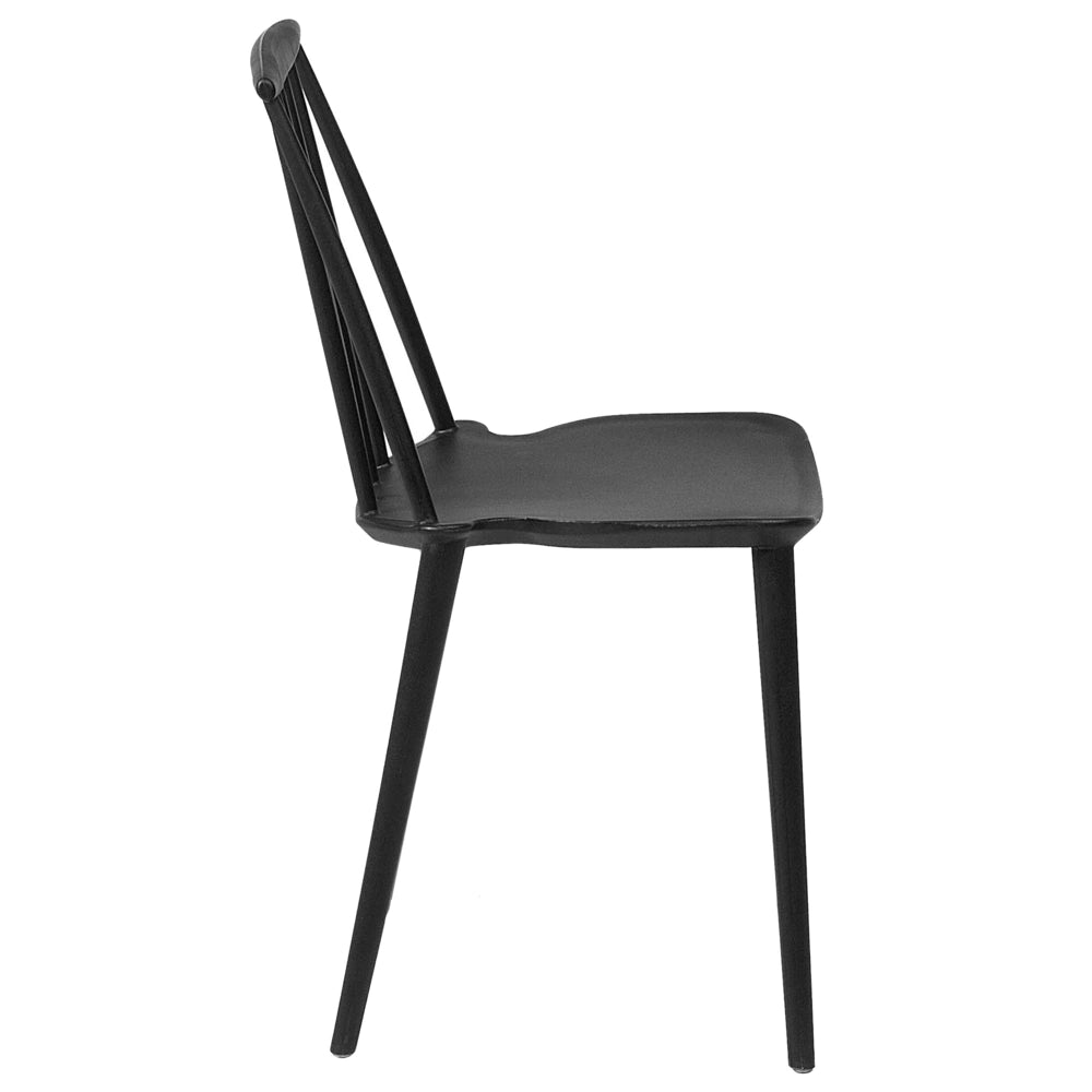 Set di 2 sedie da pranzo in materiale sintetico Nero con schienale a doghe senza braccioli dal design tradizionale