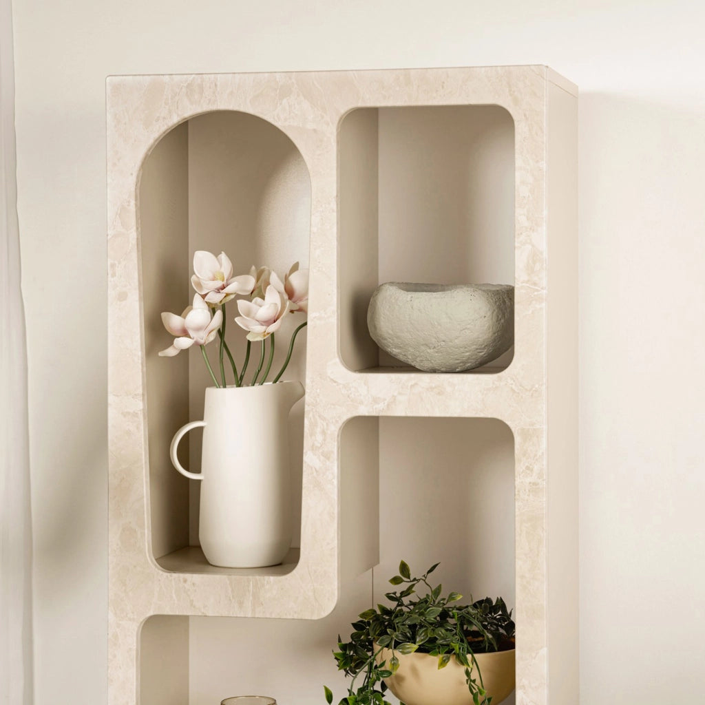 Biblioteca Arsenion, Libreria 6 Ripiani, 60x32x150h cm Beige Marmo