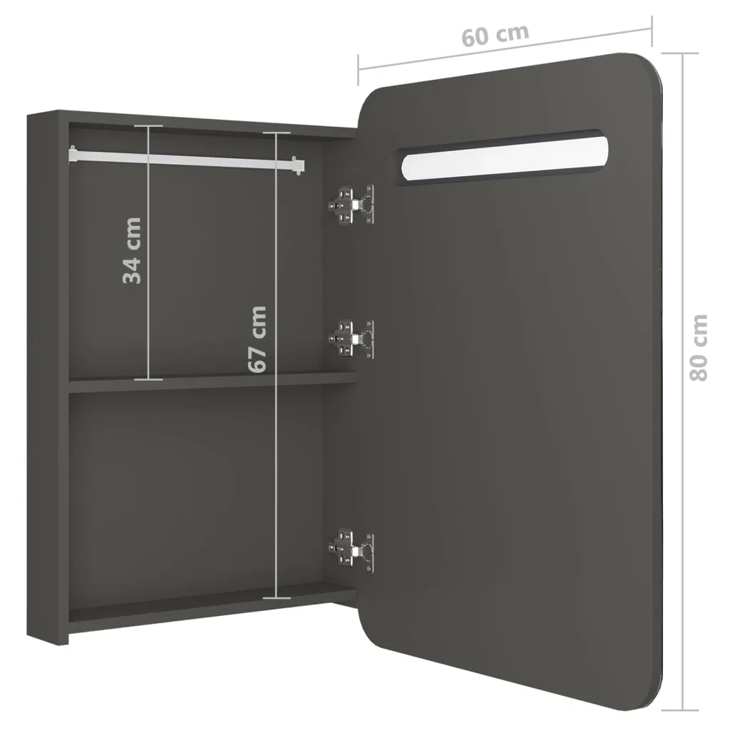 Armadietto Bagno con Specchio e LED Antracite 60x11x80 cm 326510