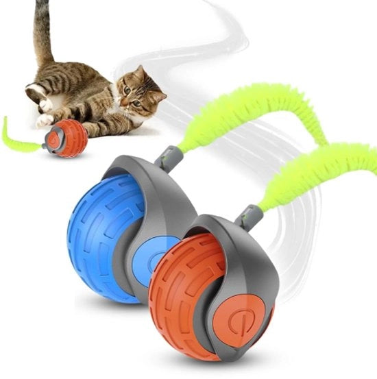 Giocattolo per gatti, giocattolo per gatti ricaricabile, intrattenimento autonomo, pallone peloso rotante, coda veloce, giocattolo per gatti, giocattolo per gatti interattivo, pallone elettrico per animali domestici, 2 pezzi