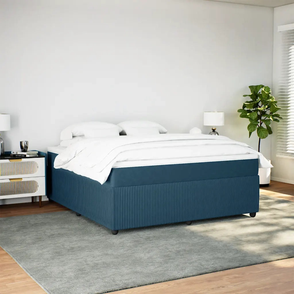 Giroletto a Molle con Materasso Blu Scuro 180x200 cm in Velluto