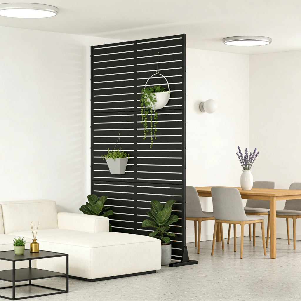 Pannello Divisorio Nodepp da Esterno in Acciaio Zincato 180x90 cm Nero casa.pro