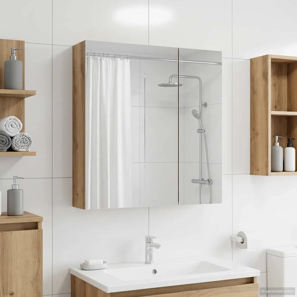 Mobiletto per specchio da bagno con porta Rovere Artigianale