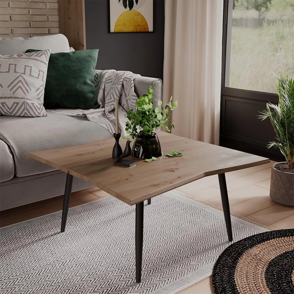 Tavolino da caffè Yan, Artigiano, 80 x 80 cm, con ripiano per un utilizzo versatile negli ambienti domestici