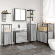 Set di mobili da bagno 5 pezzi vitaXL grigio sonoma in legno ingegnerizzato