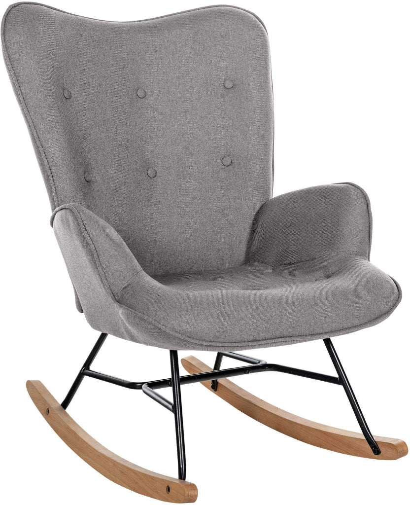 Poltrona a dondolo Sanka in tessuto grigio