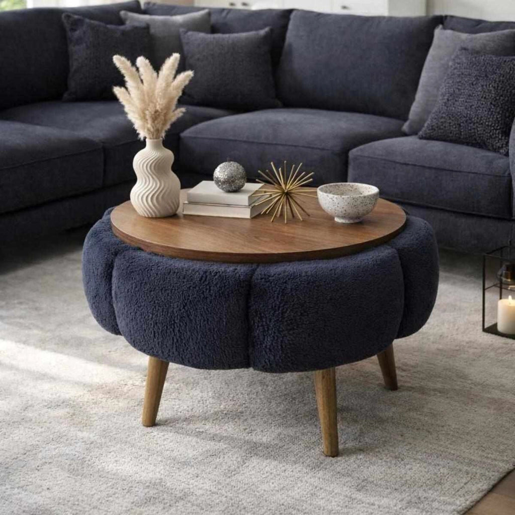 Tavolino in legno Papatya 60" - 60 x 60 x 44 cm - Grigio antracite