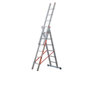 Trade Shop - Scala Tripla Trasformabile 3 Elementi In Alluminio A Sfilo O A Cavalletto Modula -   -3 X 8 Gradini    -
