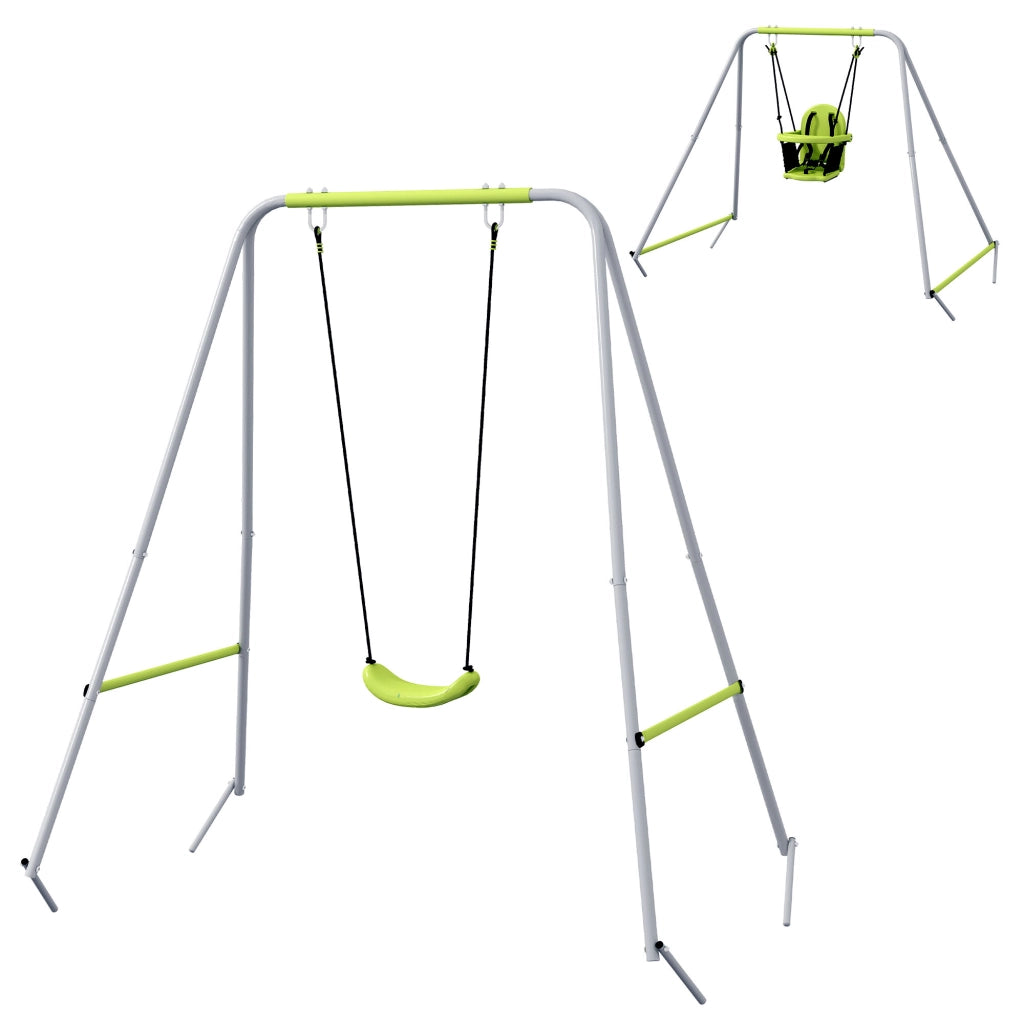 Altalena Portico 2 in 1 per Bambini ¨C Zephmum ¨C Verde con Cintura di Sicurezza a 5 Punti